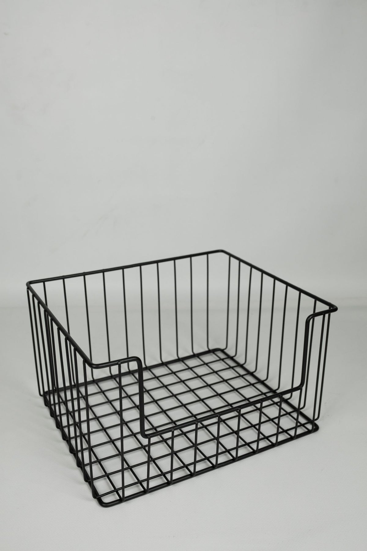 Black metal wire storage basket