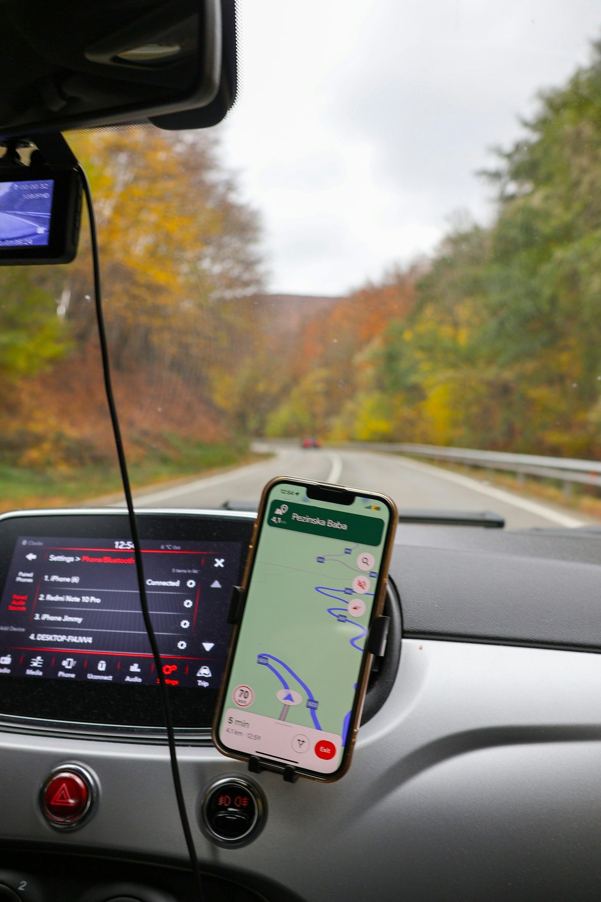 Magnetic car phone mount on dashboard